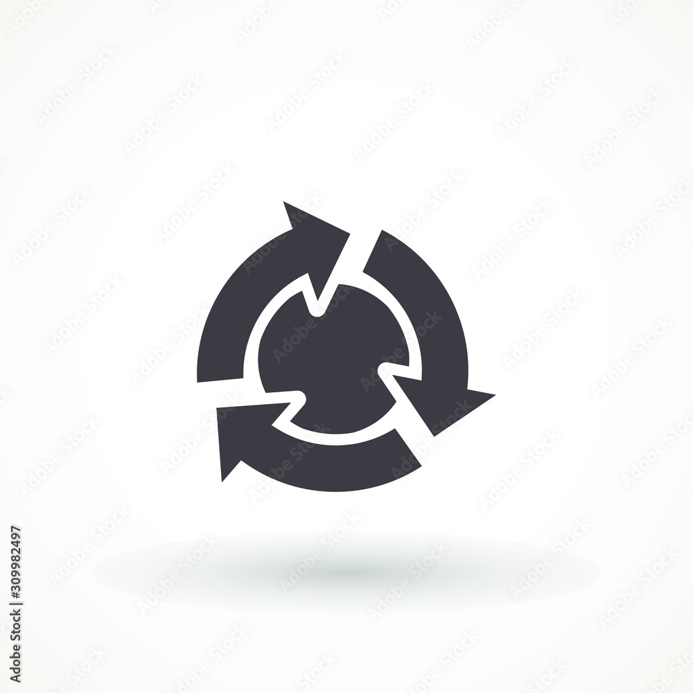 Poster refresh circular icon isolated on white background. recycling flat vector rotate arrow vector illust