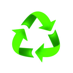 Vector isolate illustration of universal recycling symbol. Green gradient icon on white background