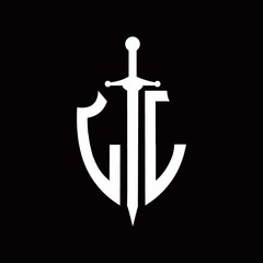 LL logo with shield shape and sword design template