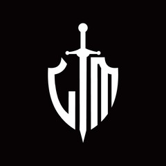 LM logo with shield shape and sword design template