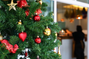 christmas tree ornament decoration in cafe