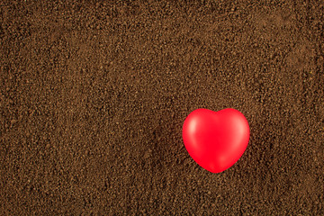 Heart on earth. Love soil,care for soil concept.