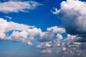 Beautiful panoramic landscape with the blue cloudy. Selective focus. New year 2020. Trend. Design. Classic blue.