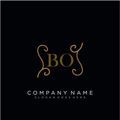 Initial letter BO logo luxury vector mark, gold color elegant classical