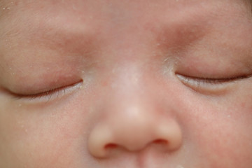 Fototapeta premium close up eye of cute newborn baby sleeping sweet dream