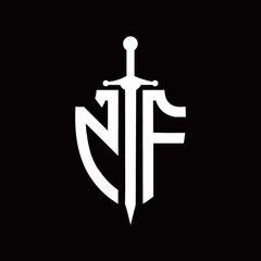 Obraz premium NF logo with shield shape and sword design template