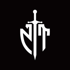NT logo with shield shape and sword design template