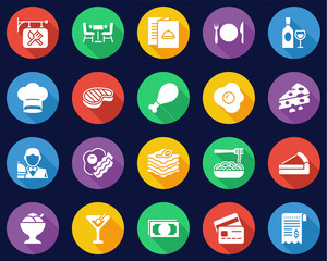 Restaurant Icons Flat Design Circle Big Set