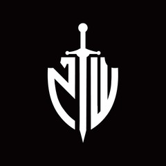 NW logo with shield shape and sword design template