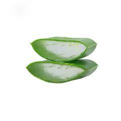 Aloe vera slides on a white background, isolated.