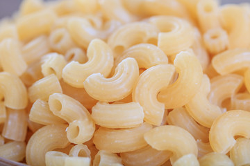 Close up of elbow macaroni.