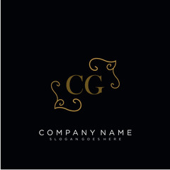 Initial letter CG logo luxury vector mark, gold color elegant classical