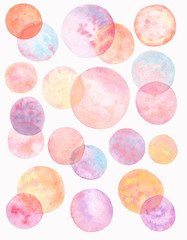 watercolor circles on white background, abstraction