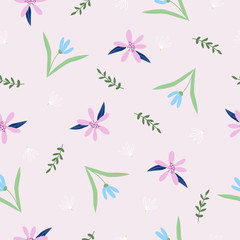 seamless background with little forest flowers
