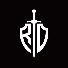 RD logo with shield shape and sword design template