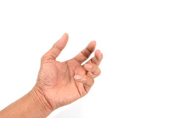 Symbol empty hand holding isolated on the white background.