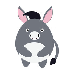 Cute flat design donkey isolate on white background.