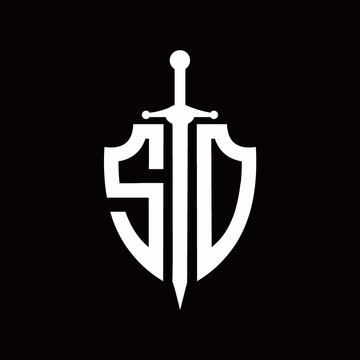 SD logo with shield shape and sword design template