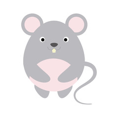 Cute flat design mouse isolate on white background.