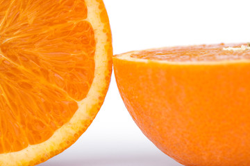 Fresh orange isolated on white background.