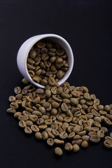 White and brown coffee beans.