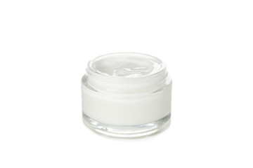 Jar of winter cream for skin isolated on white background