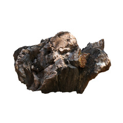 Big stone brown (bogwood) Isolated on the white background.