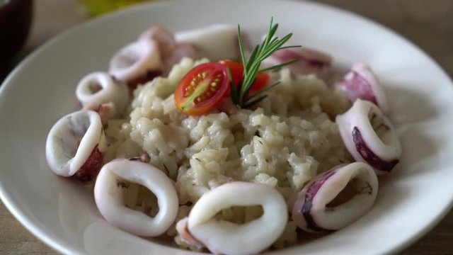 homemade squids or octopus risotto