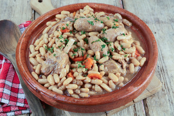 dish of cassoulet with duck confit