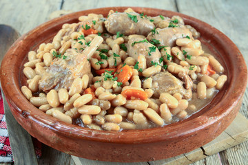 dish of cassoulet with duck confit