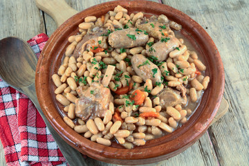 dish of cassoulet with duck confit