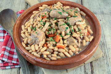 dish of cassoulet with duck confit