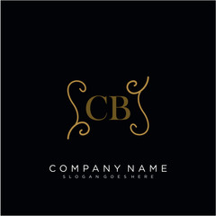 Initial letter CB logo luxury vector mark, gold color elegant classical