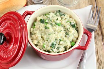 vegetarian risotto with green vegetables