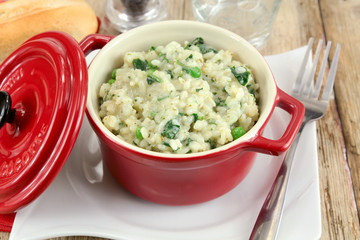 vegetarian risotto with green vegetables