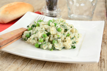 vegetarian risotto with green vegetables