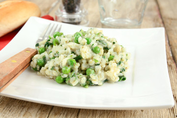 vegetarian risotto with green vegetables