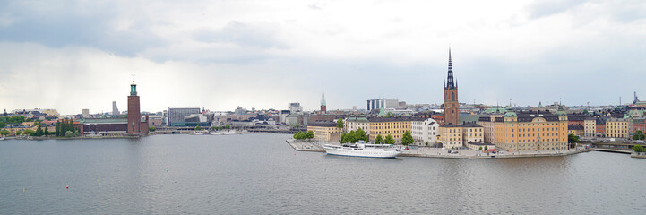 Panoramic view of Stockholm and Riddarholm Church, Sweden