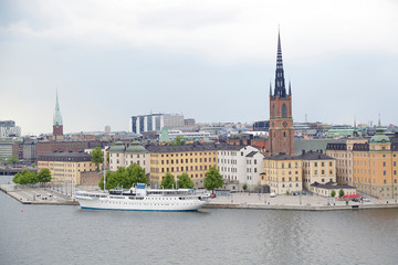 Panoramic view of Stockholm and Riddarholm Church, Sweden