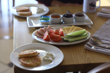 breakfast in a cafe / background food morning fresh breakfast in a cafe