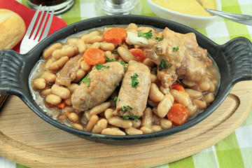 dish of cassoulet with duck confit