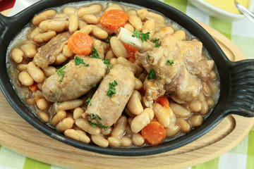 dish of cassoulet with duck confit