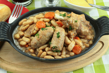 dish of cassoulet with duck confit