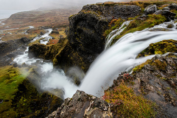 Naklejka na ściany i meble The biggest waterfall in Westfjords, Iceland