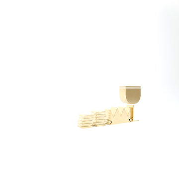 Gold Treasure And Riches Icon Isolated On White Background. Treasure, Gold, Coins, Jewels, Crown, Gold Cup. 3d Illustration 3D Render