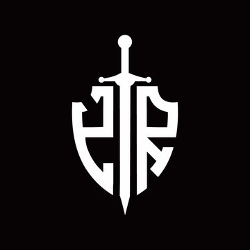 YR logo with shield shape and sword design template