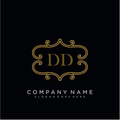 Initial letter DD logo luxury vector mark, gold color elegant classical