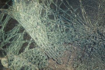 shards of windshield after the accident