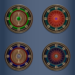 A luxurious set of four plates