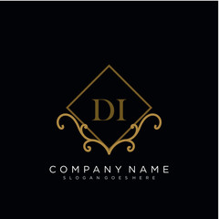 Initial letter DI logo luxury vector mark, gold color elegant classical